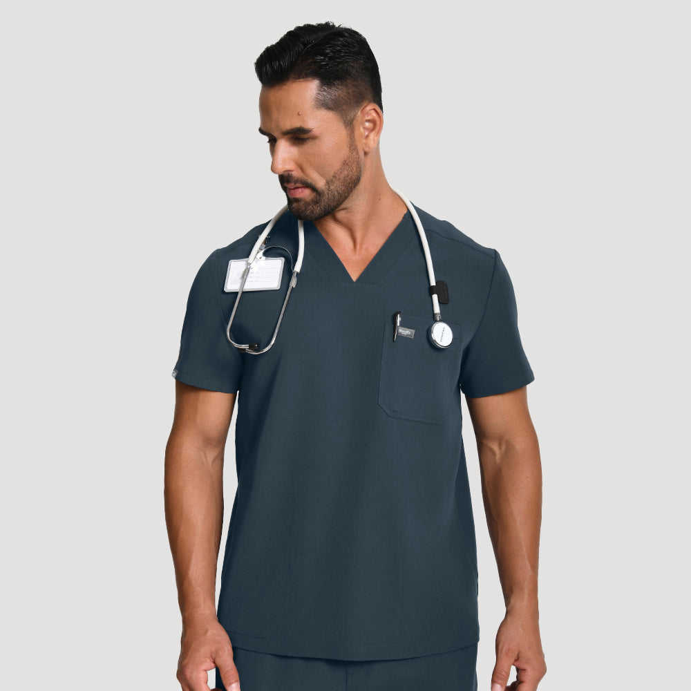 Men's Wide V-Neck Scrub Top – 4 Pockets | KungfuScrubs