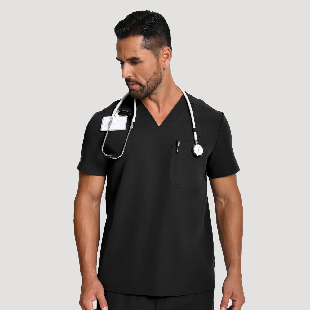 Men's Wide V-Neck Scrub Top – 4 Pockets | KungfuScrubs