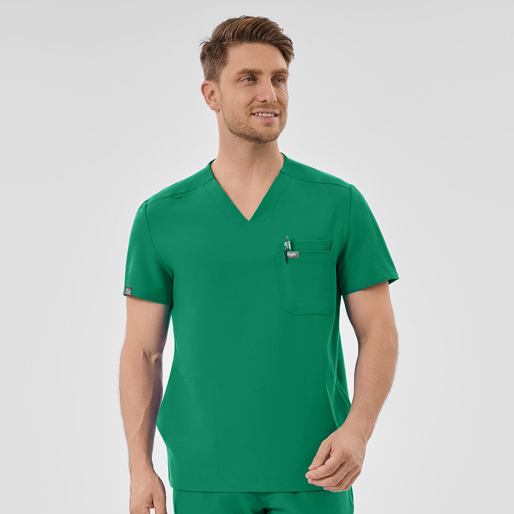 Men's Wide V-Neck Scrub Top – 4 Pockets | KungfuScrubs