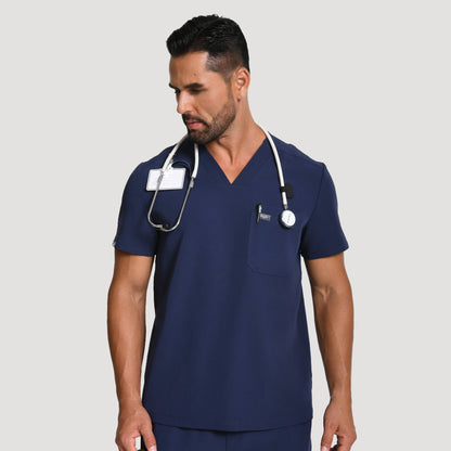 Men's Wide V-Neck Scrub Top – 4 Pockets | KungfuScrubs