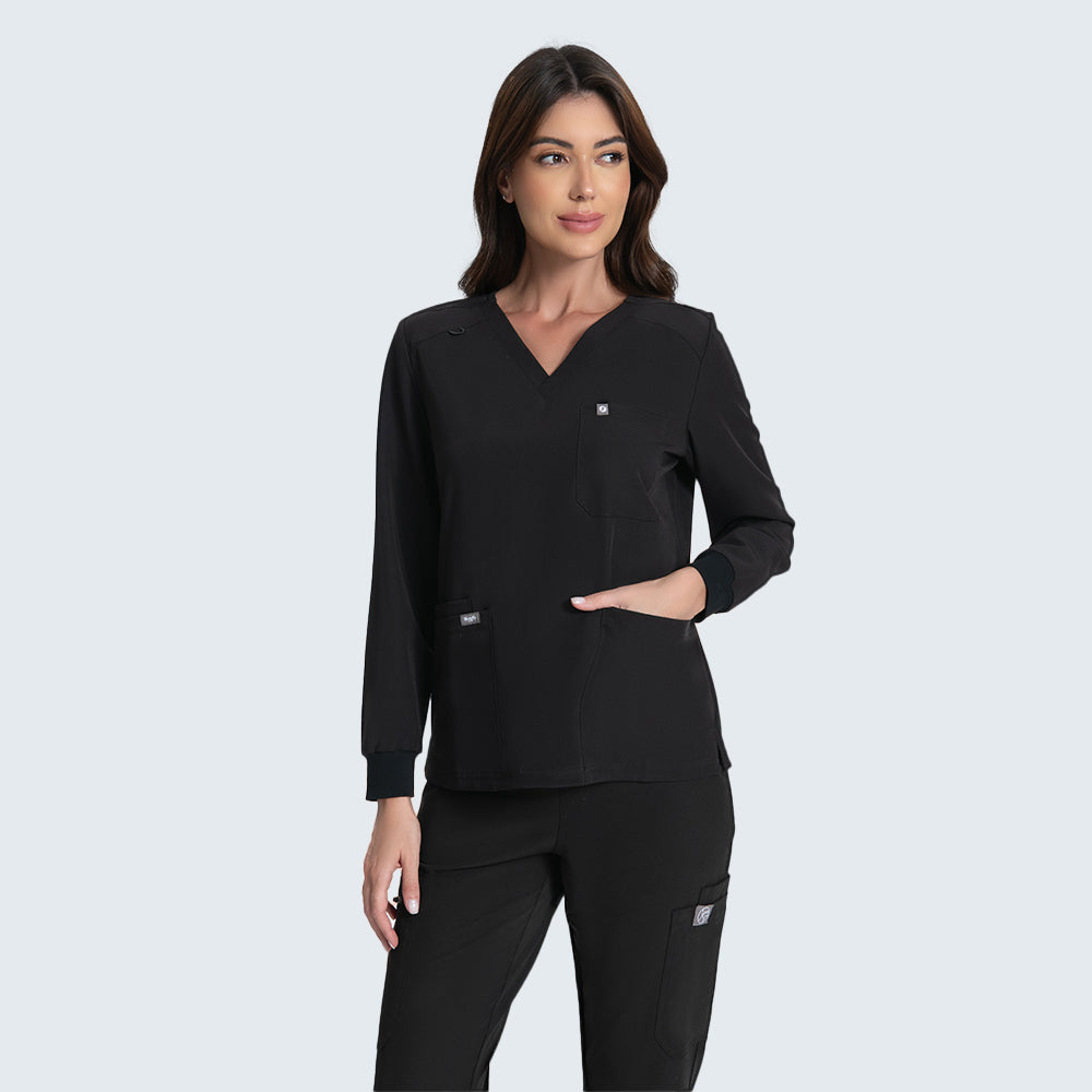 Black clinical scrub top
