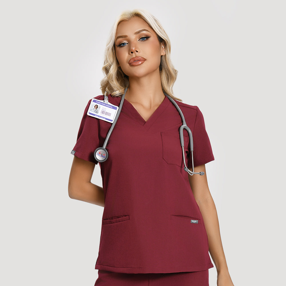 Blusas médicas esenciales de tres bolsillos KungfuScrubs