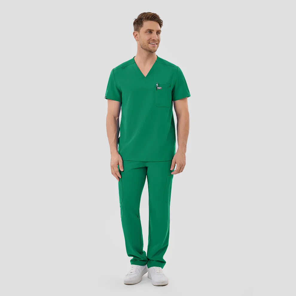 Camiseta médica verde indocianina para hombre