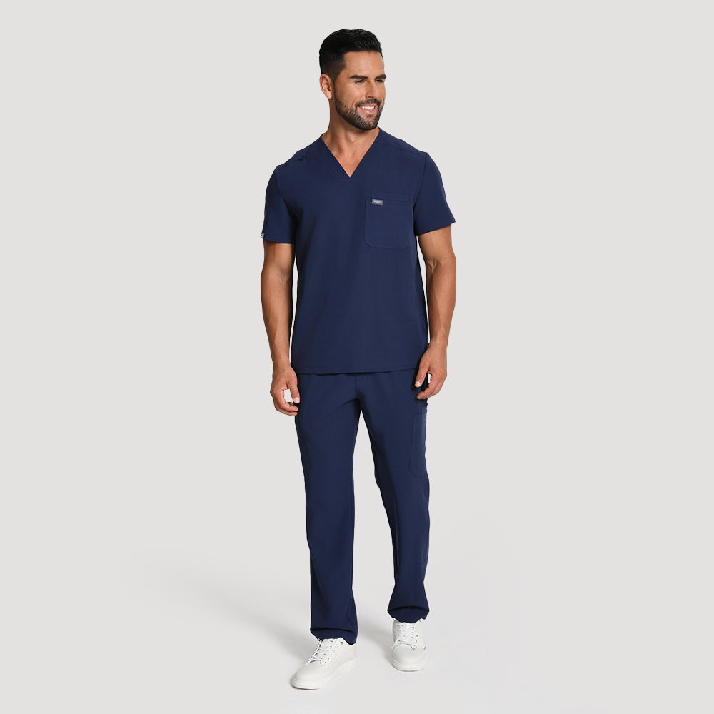 Men's Wide V-Neck Scrub Top – 4 Pockets | KungfuScrubs