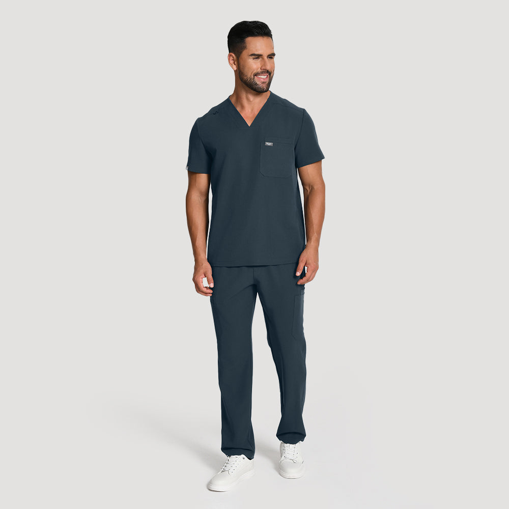 Men's Wide V-Neck Scrub Top – 4 Pockets | KungfuScrubs