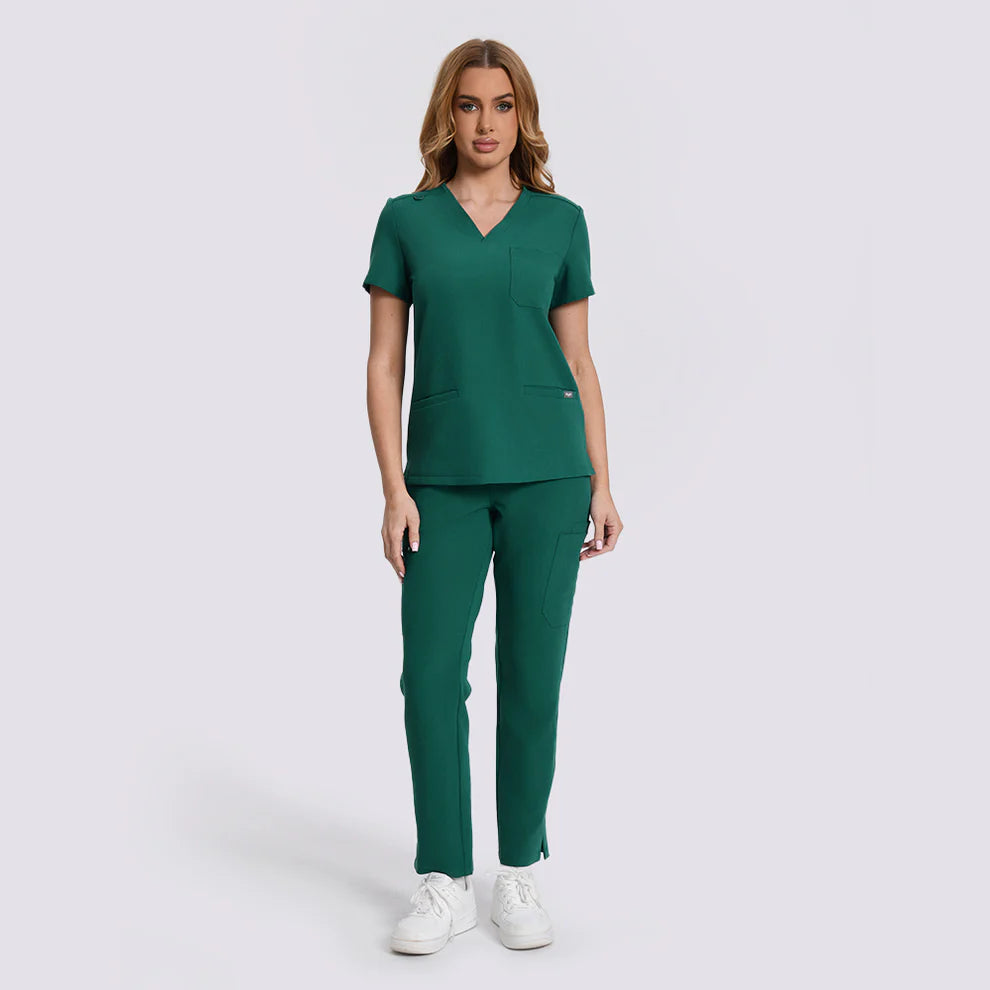 Blusa médica verde cazador para mujer