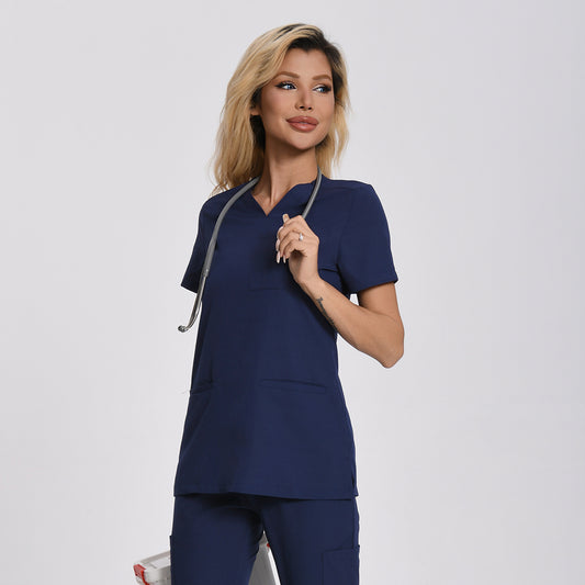 Women's Navy Blue Scrubs Set-12 Pockets