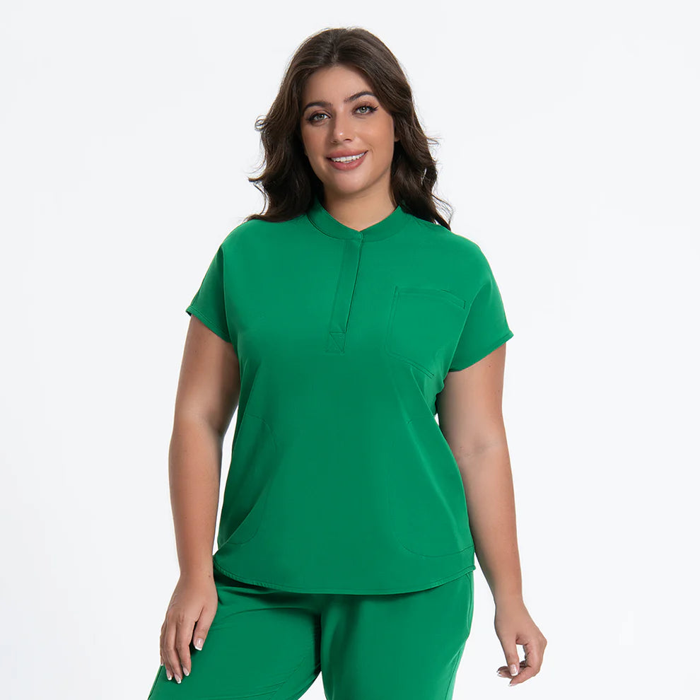 Women’s Indocyanine Green Stand Collar Scrub Set