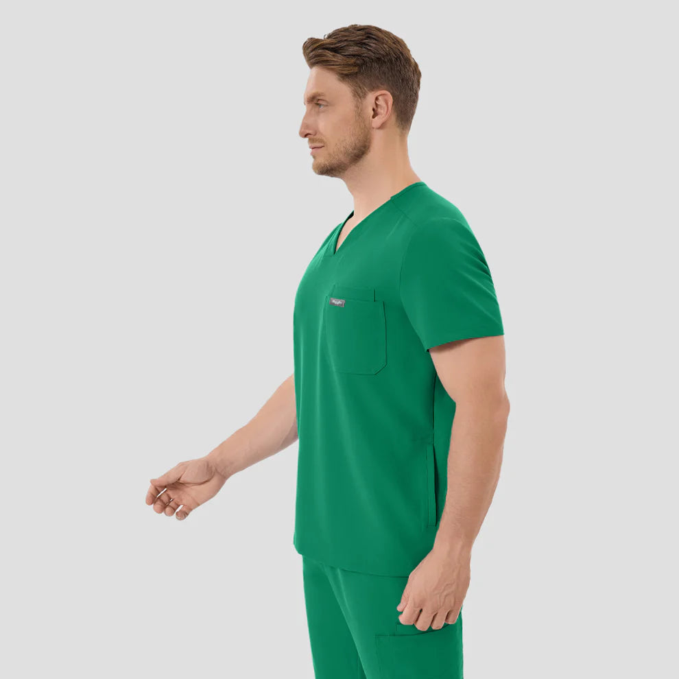 Camiseta médica verde indocianina para hombre
