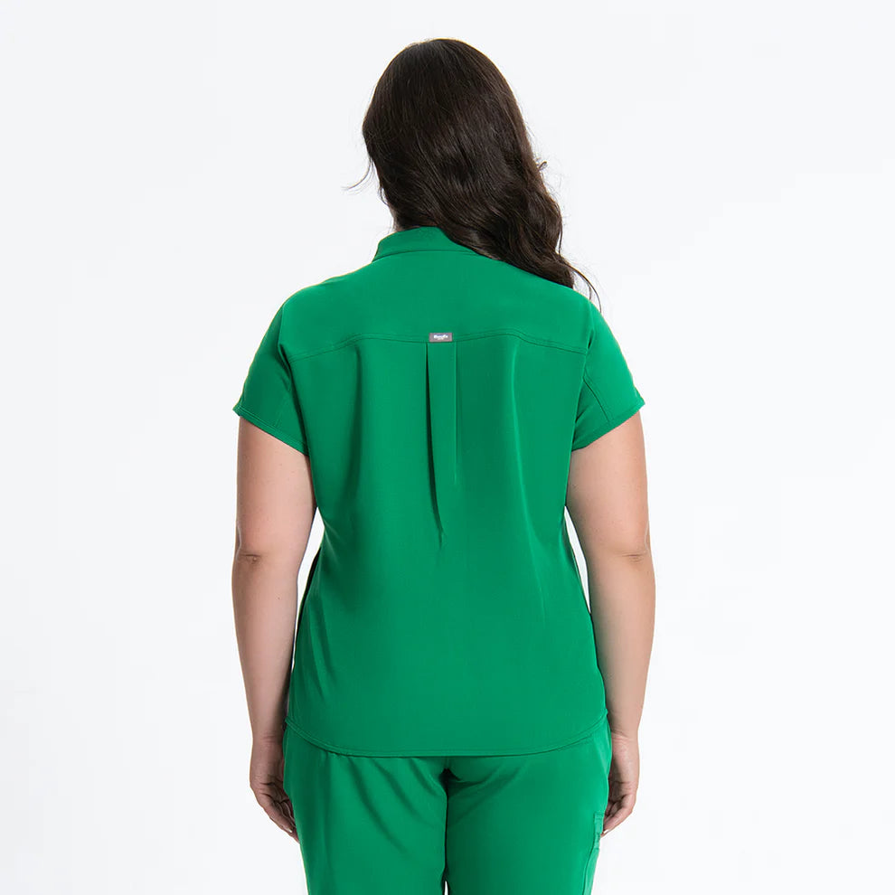 Women’s Indocyanine Green Stand Collar Scrub Top