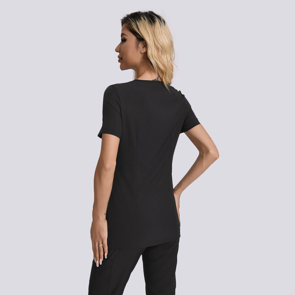 Women's Black Scrubs Set-12 Pockets