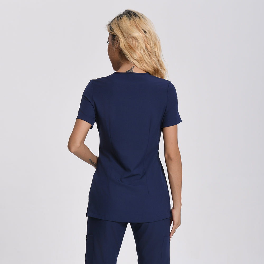 Women's Navy Blue Scrubs Set-12 Pockets