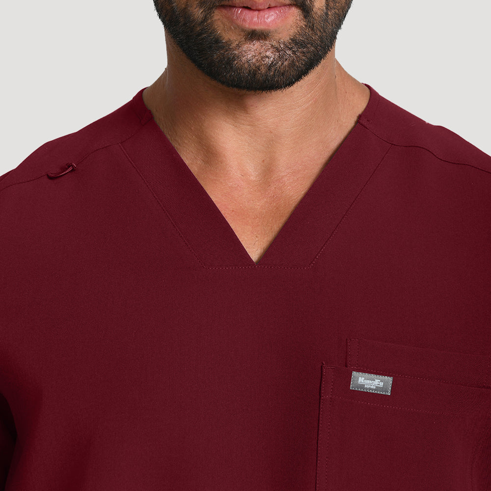 Men's Wide V-Neck Scrub Top – 4 Pockets | KungfuScrubs