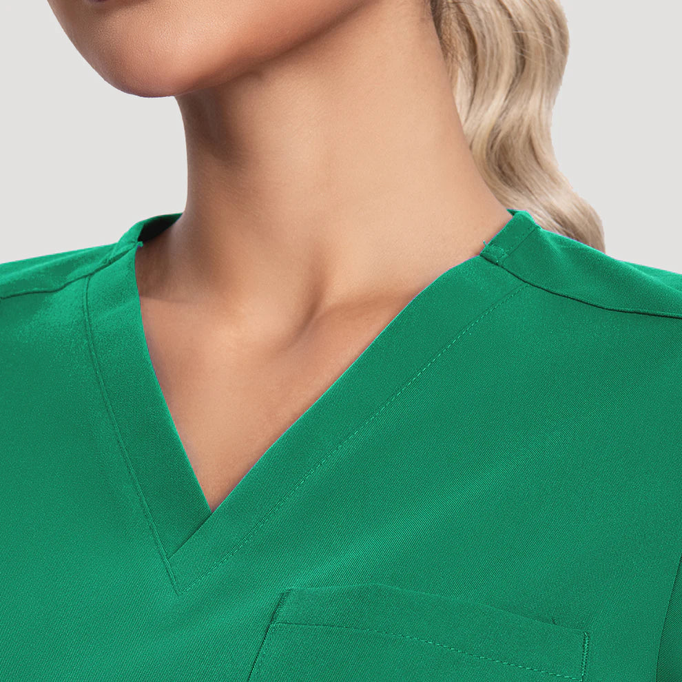 Blusa médica verde indocianina para mujer