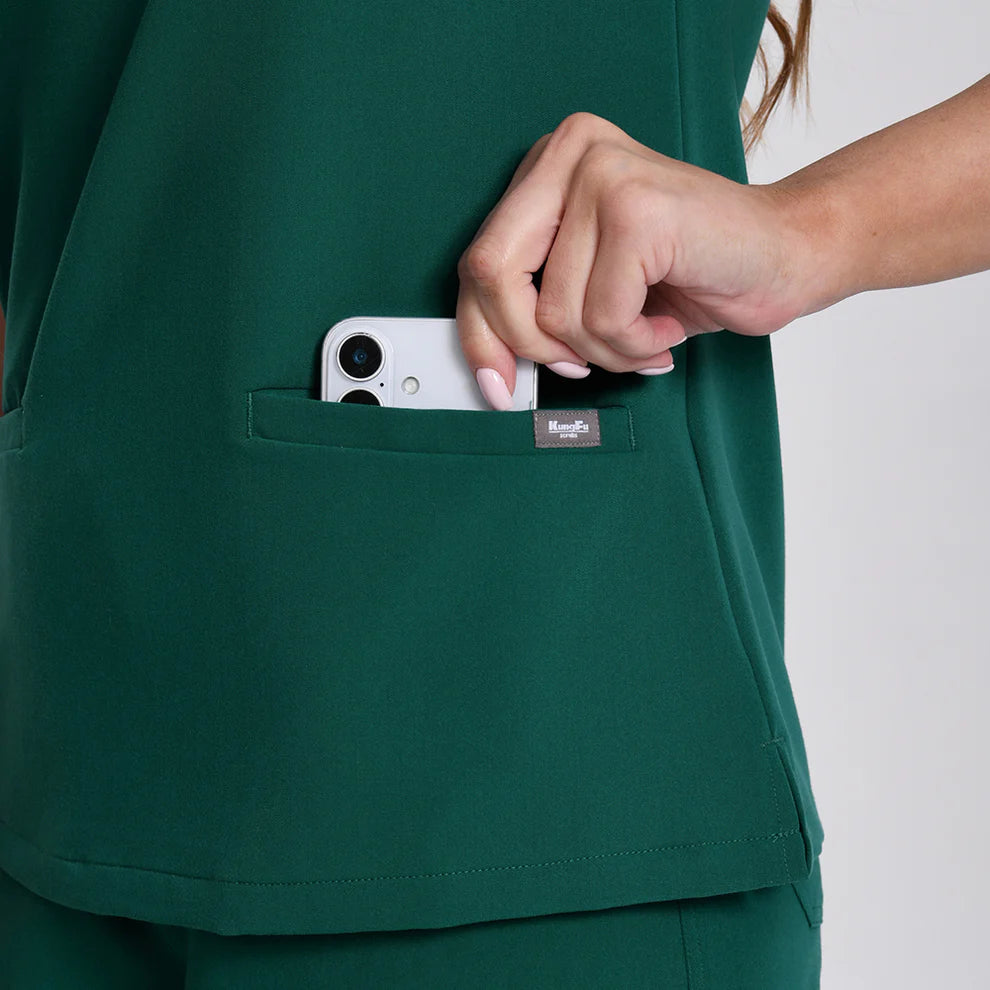 Blusa médica verde cazador para mujer
