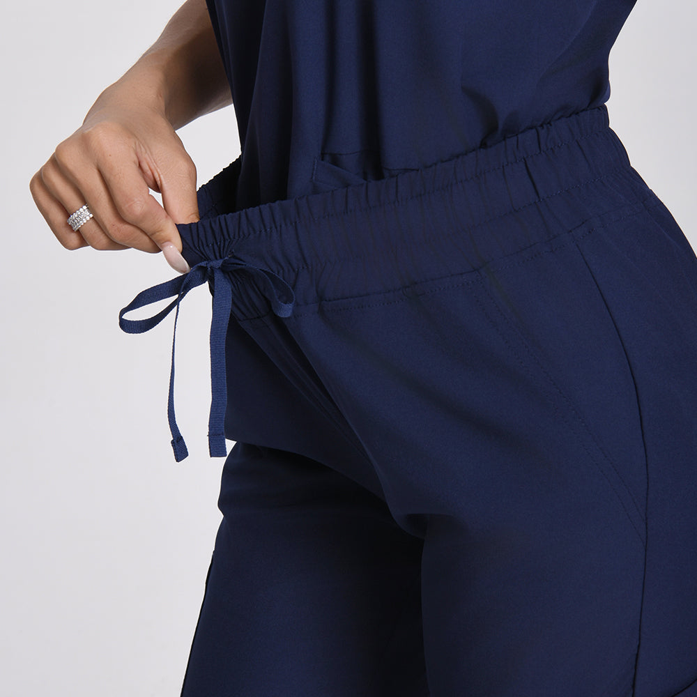 Women's Navy Blue Scrubs Set-12 Pockets