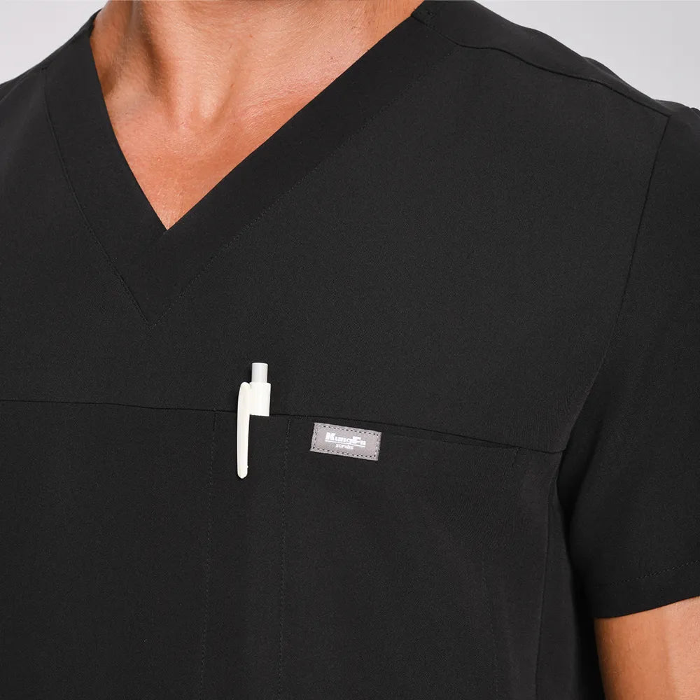Men's V-neck Scrub Top – 4 Pockets | Kungfu Scrubs