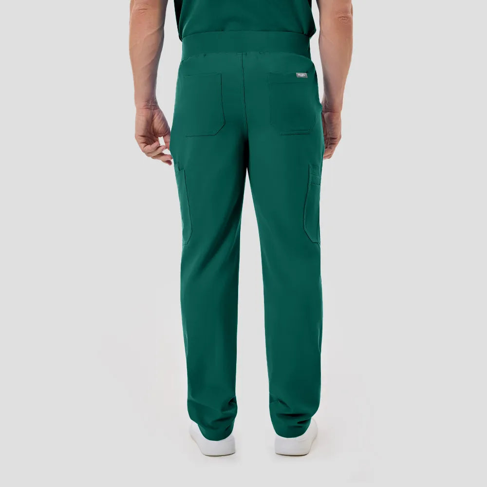 KungFu Scrubs men’s hunter green scrub pants back view with rear pocket detail