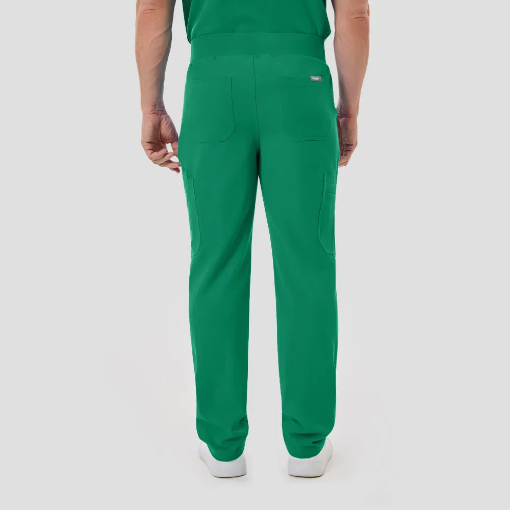 Back view, male model wearing Indocyanine Green scrub set.