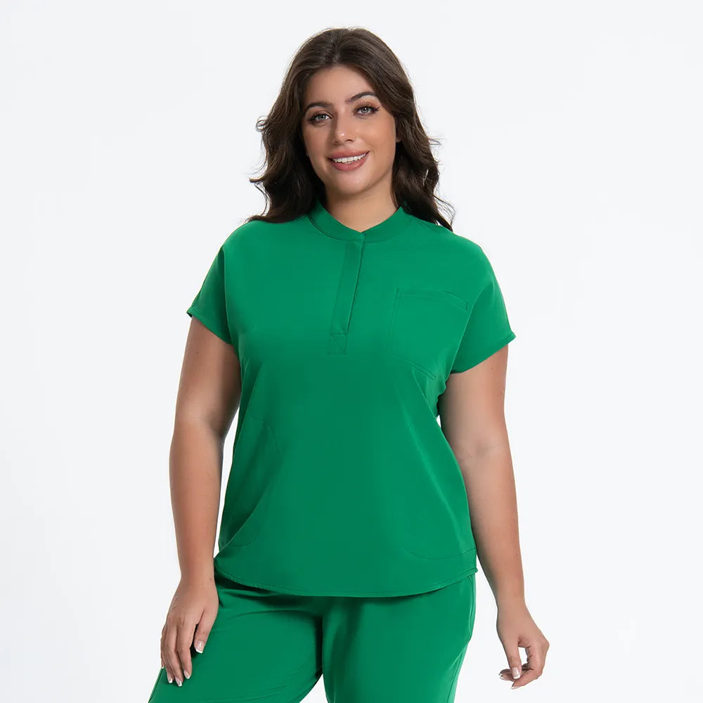 Drawstring Pants Scrub Set Women