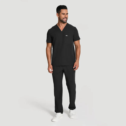 Men's Wide V-Neck Scrub Top – 4 Pockets | KungfuScrubs