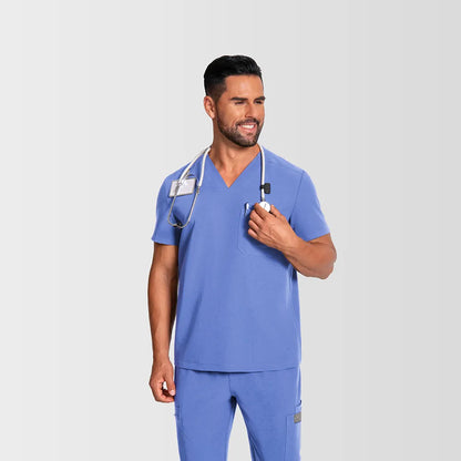 Men's Wide V-Neck Scrub Top – 4 Pockets | KungfuScrubs