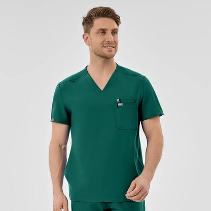 Men's Wide V-Neck Scrub Top – 4 Pockets | KungfuScrubs