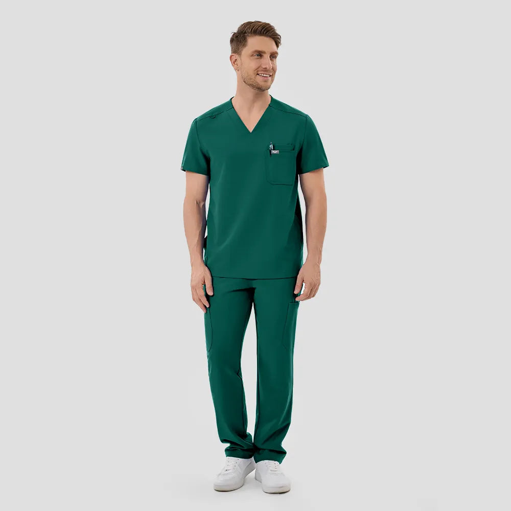 Men's Wide V-Neck Scrub Top – 4 Pockets | KungfuScrubs