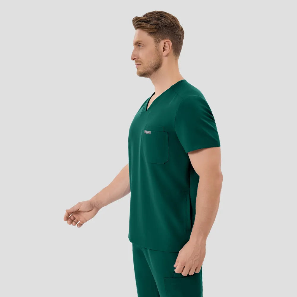 Men's Wide V-Neck Scrub Top – 4 Pockets | KungfuScrubs