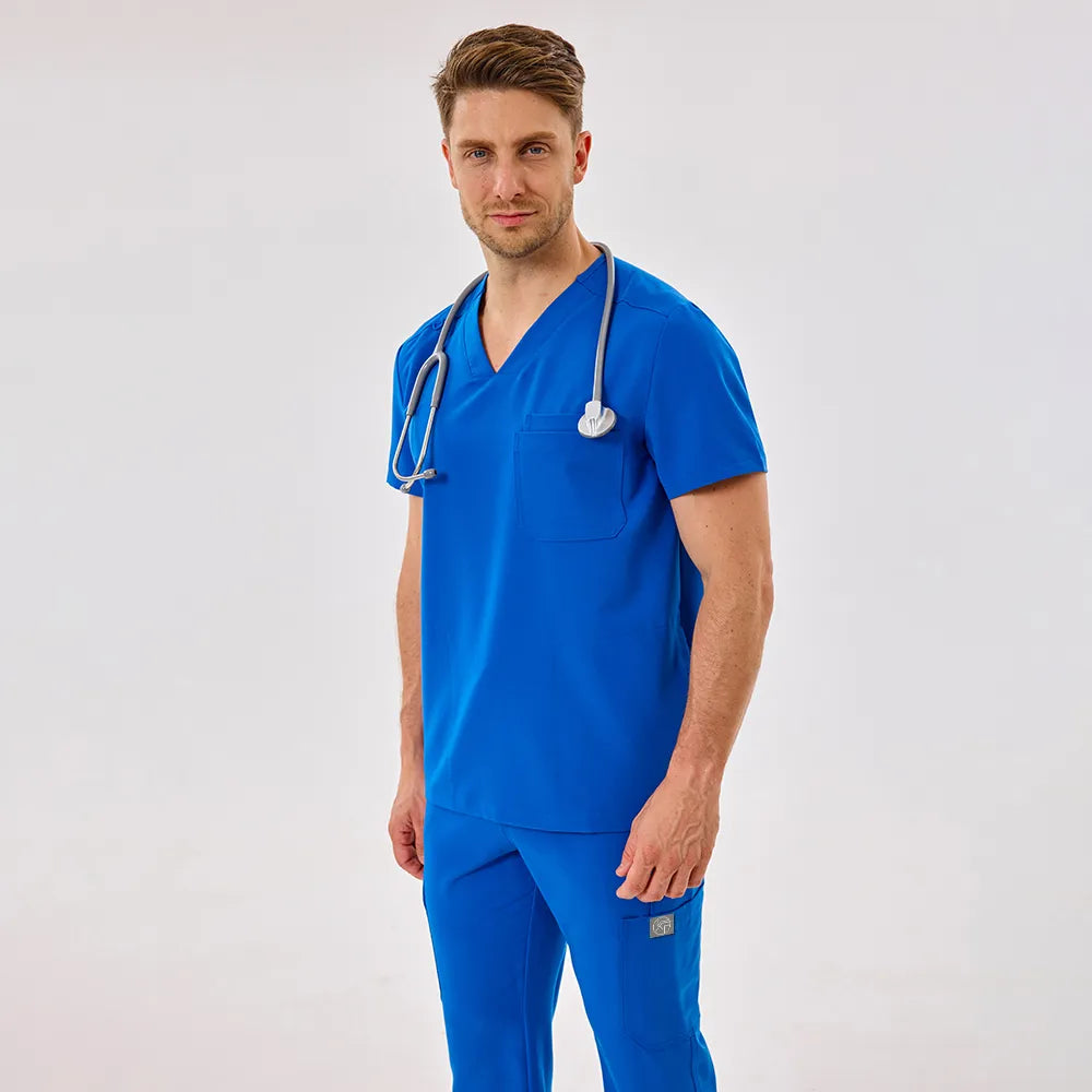 Men's Wide V-Neck Scrub Top – 4 Pockets | KungfuScrubs