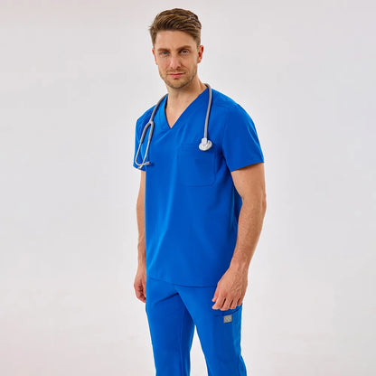 Men's Wide V-Neck Scrub Top – 4 Pockets | KungfuScrubs