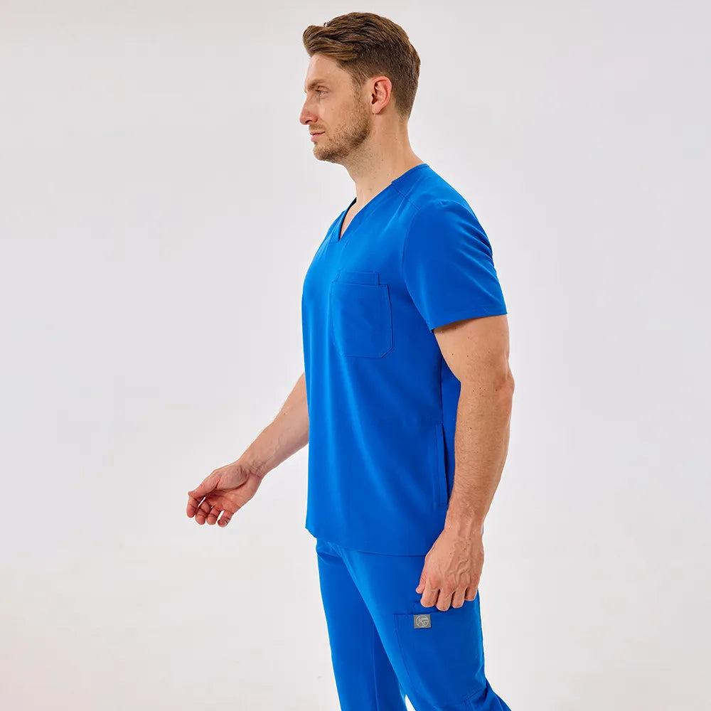 Men's Wide V-Neck Scrub Top – 4 Pockets | KungfuScrubs