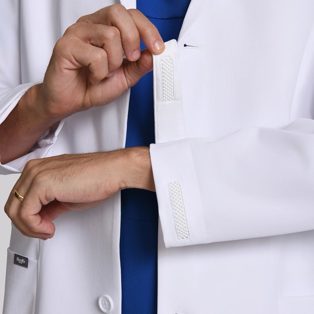 KungFu Scrubs men's lab coat adjustable sleeve cuff detail