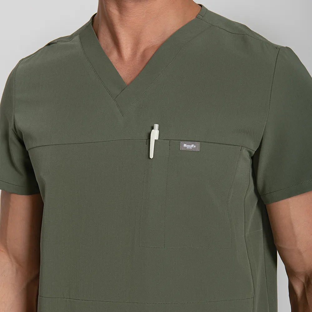 Men's V-neck Scrub Top – 4 Pockets | Kungfu Scrubs