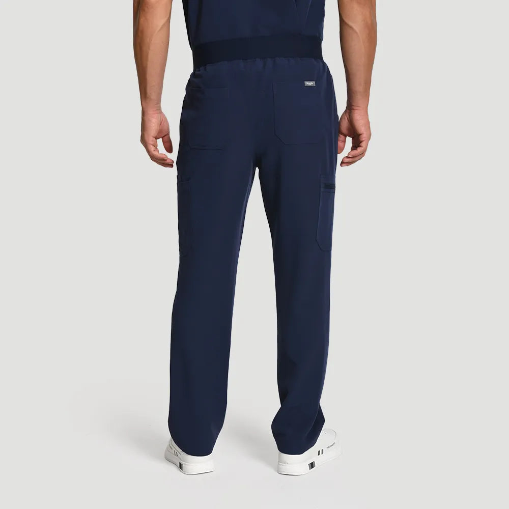 KungFu Scrubs men’s navy scrub pants back view with rear pocket detail