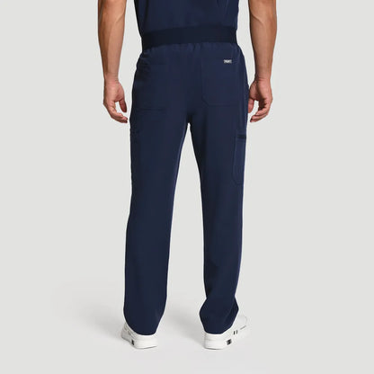 KungFu Scrubs men’s navy scrub pants back view with rear pocket detail