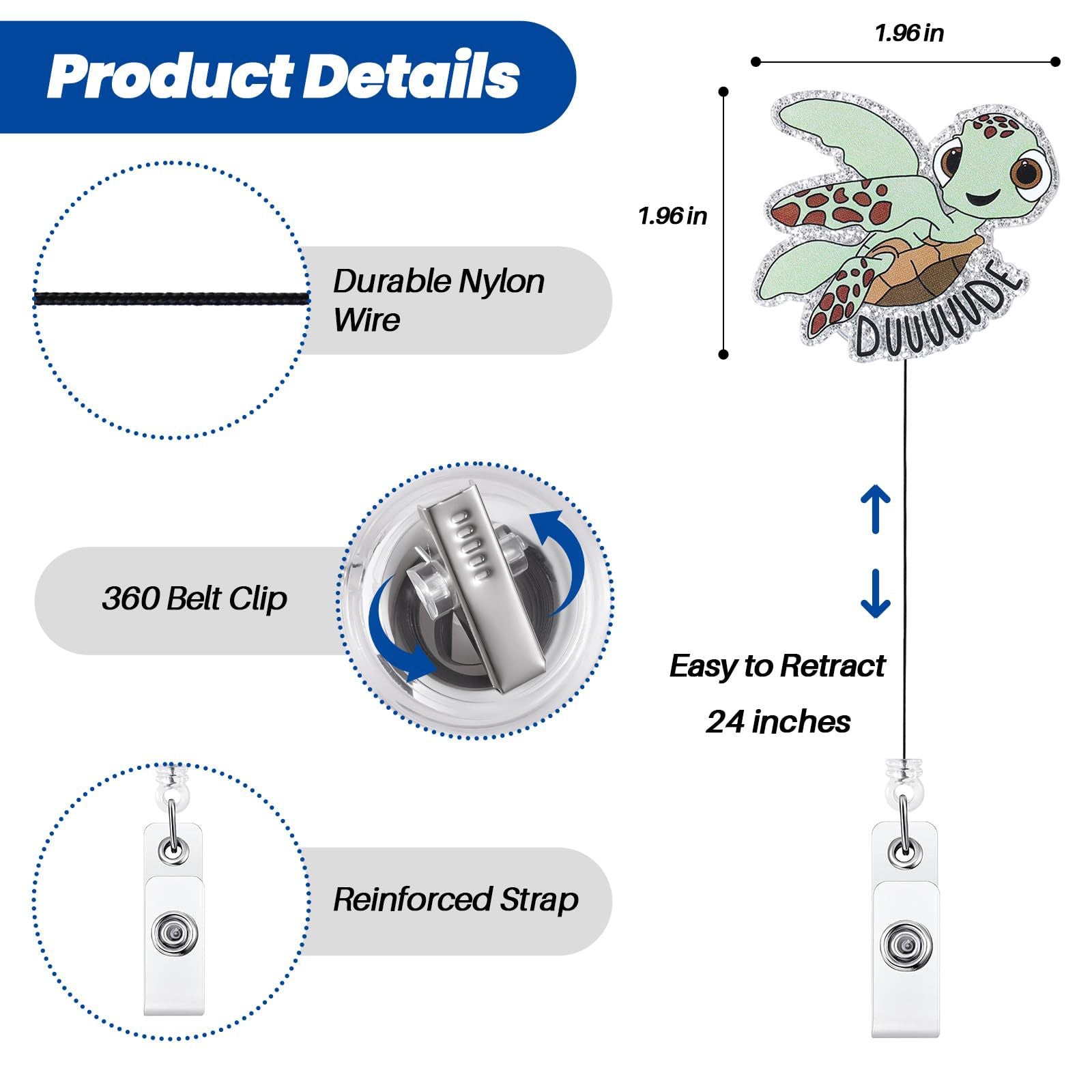 Cute Nurse Badge Holder with Retractable Reel – Medical ID Badge Clip