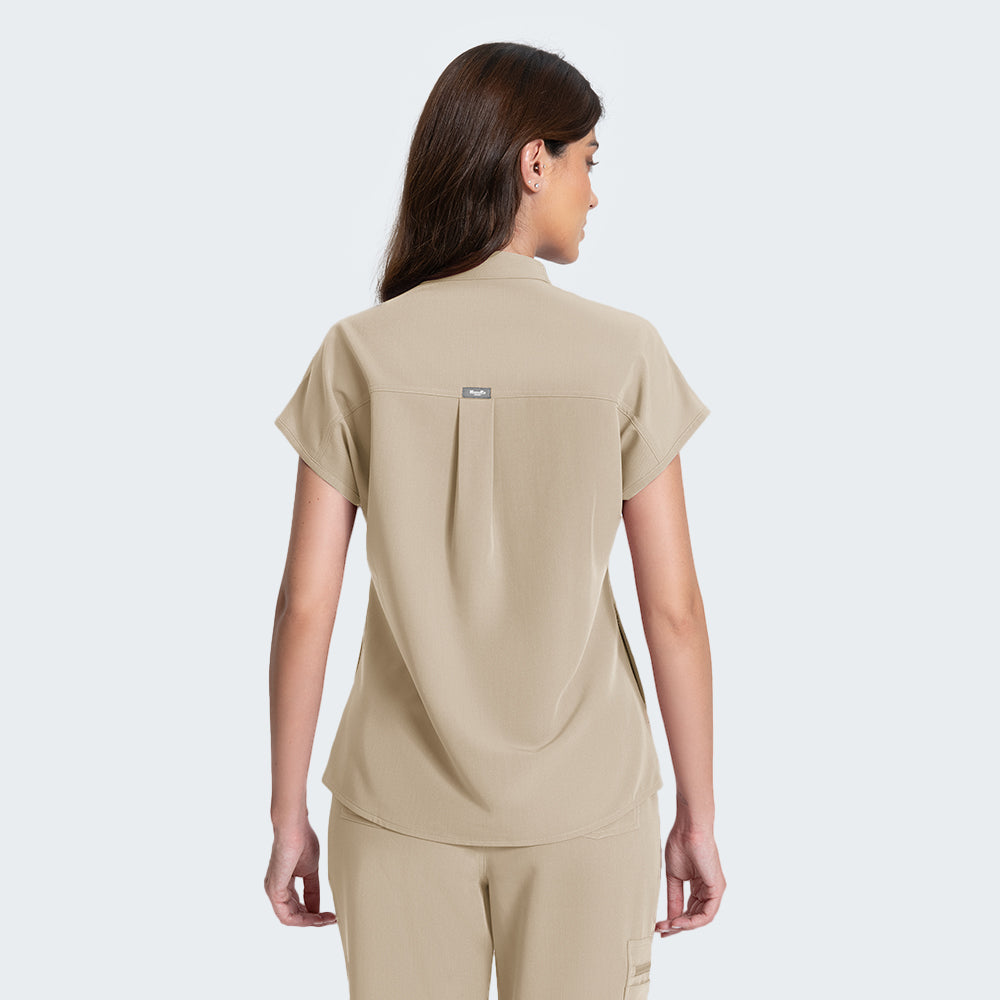 Beige  Fitted scrub top