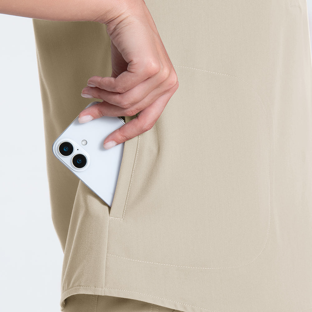 Beige Empire waist scrub top 