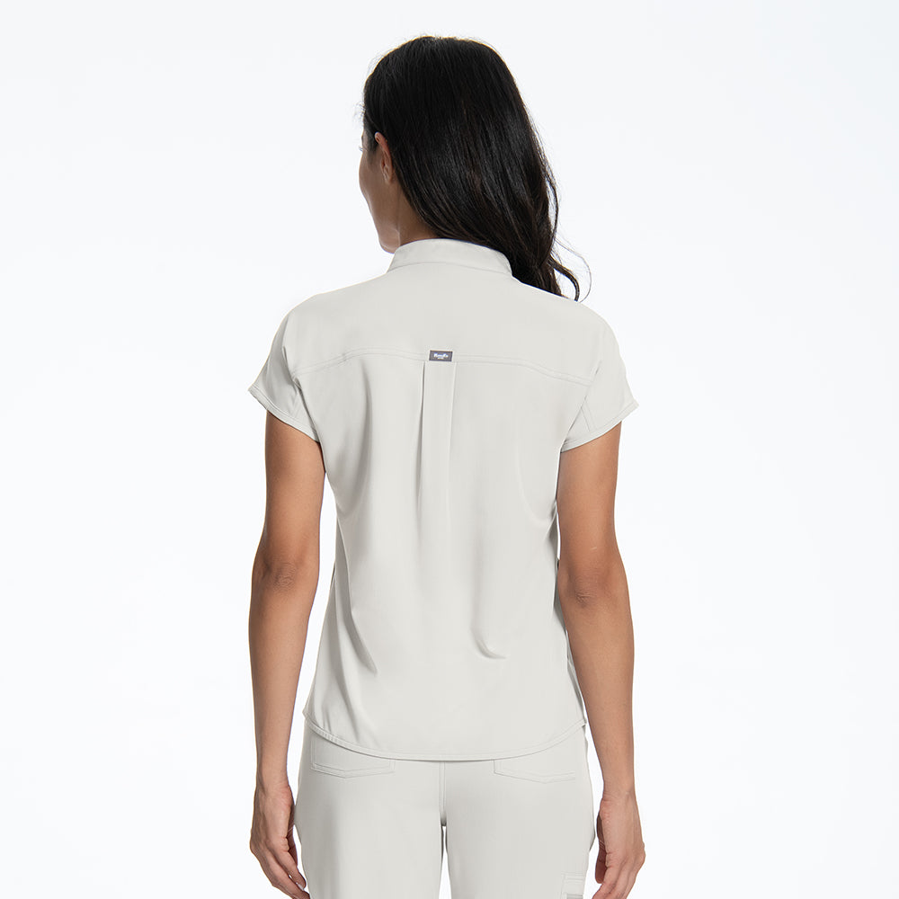 greige Pen pocket scrub top