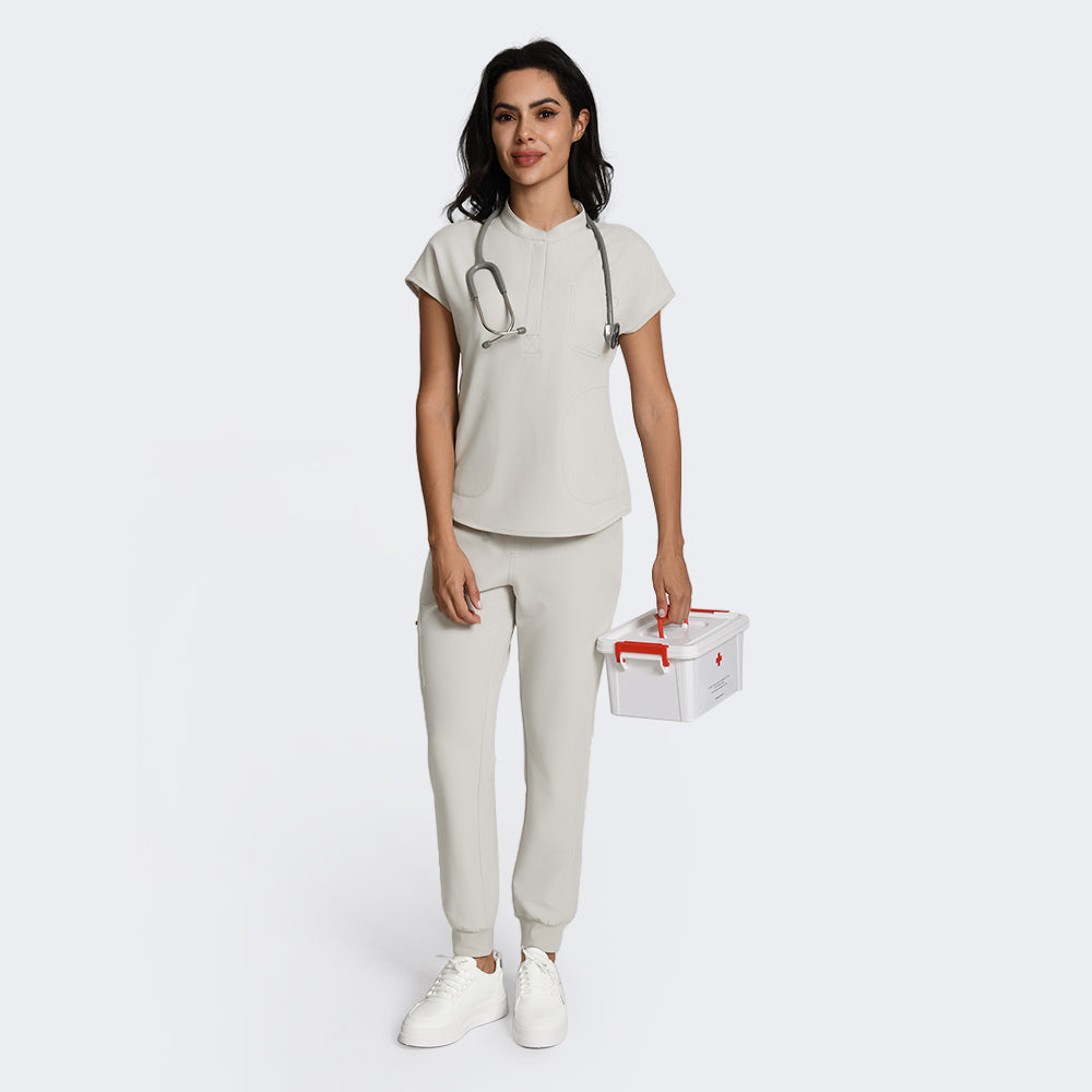 Greige High Quality Women’s Scrub Set