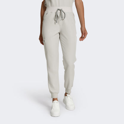 Greige Durable Stand Collar Medical Scrubs