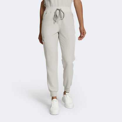 Greige Durable Stand Collar Medical Scrubs