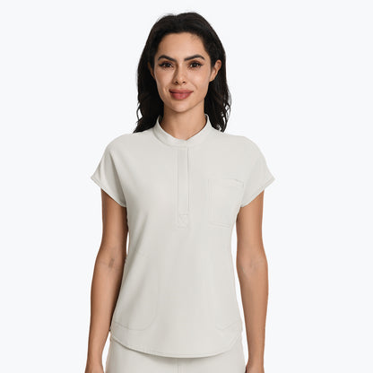 greige Cargo pocket scrub top 